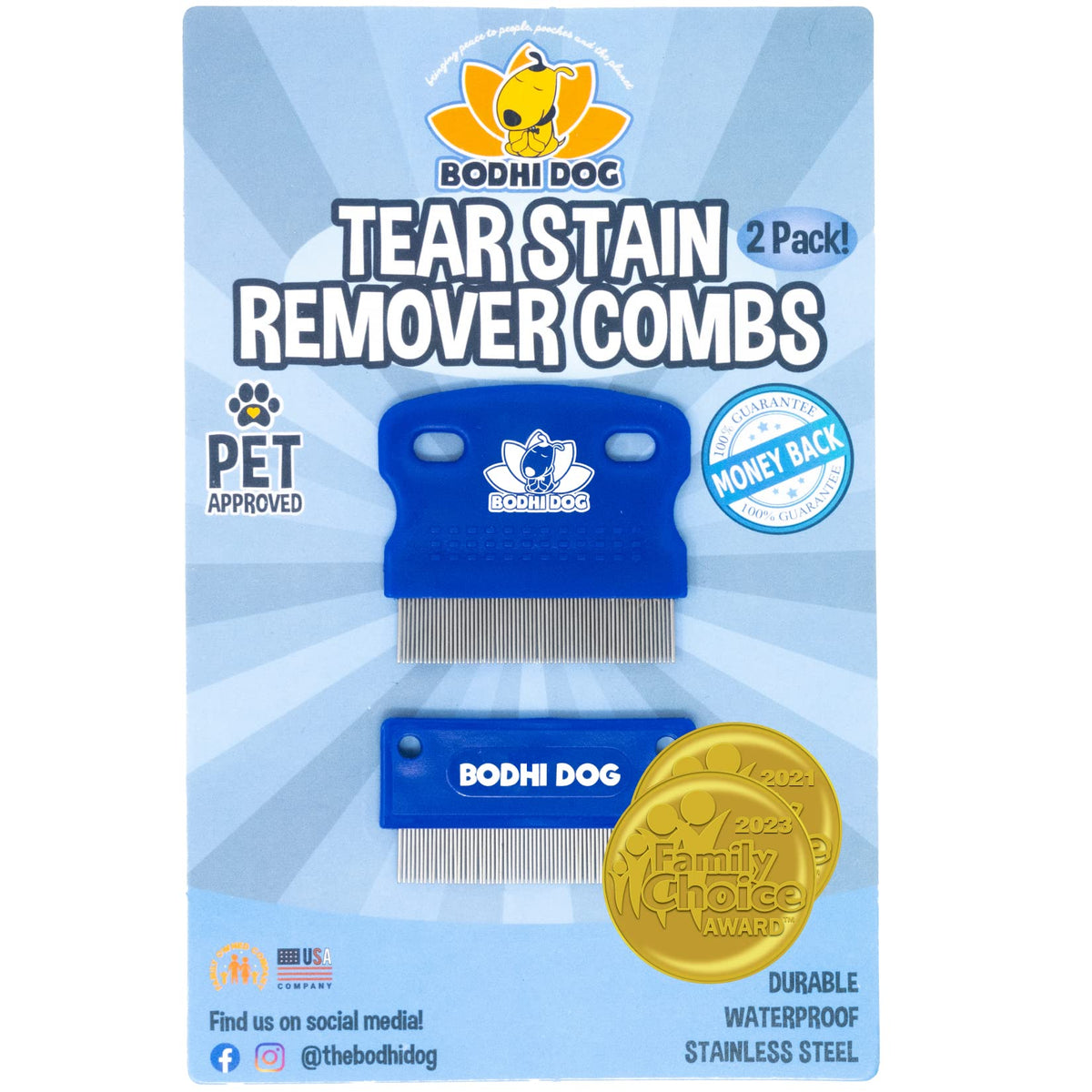Bodhi Dog peigne trace-larmes yeux, ensemble de 2, pour nettoyer en douceur autour des yeux.