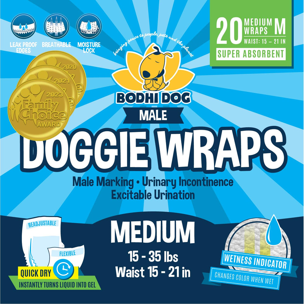 Bodhi Dog protections urinaires moyen, absorbantes et adaptées pour chiens mâles.