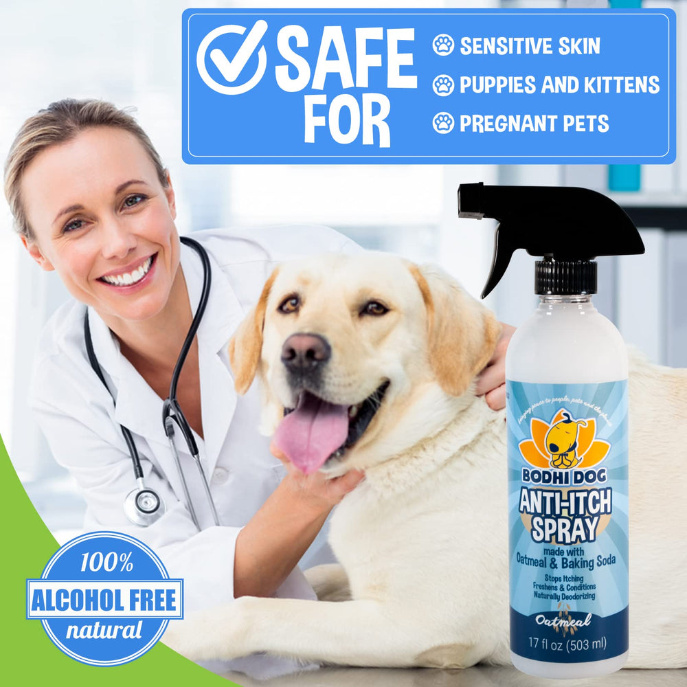 Spray Bodhi Dog peau sensible, formulation douce sans alcool.