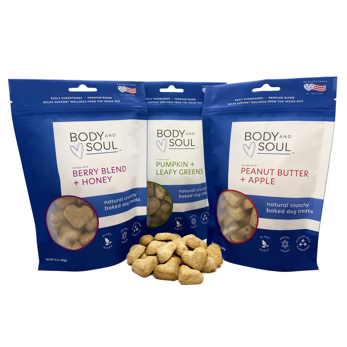 Body and Soul friandise beurre cacahuète pomme, récompense après l'effort pour chiens.