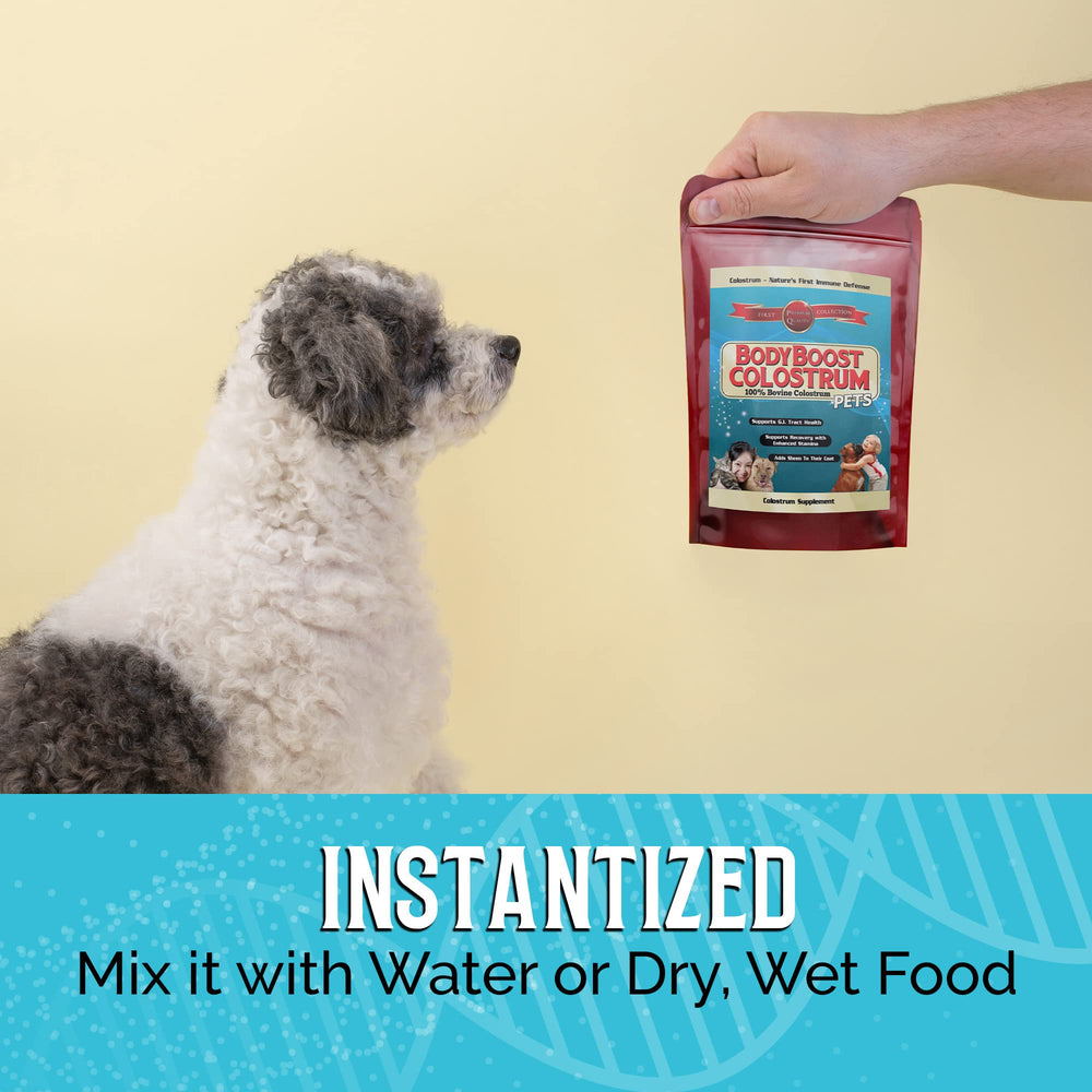 BodyBoost Colostrum Bovin preparation-animaux: facile à intégrer à l’alimentation.