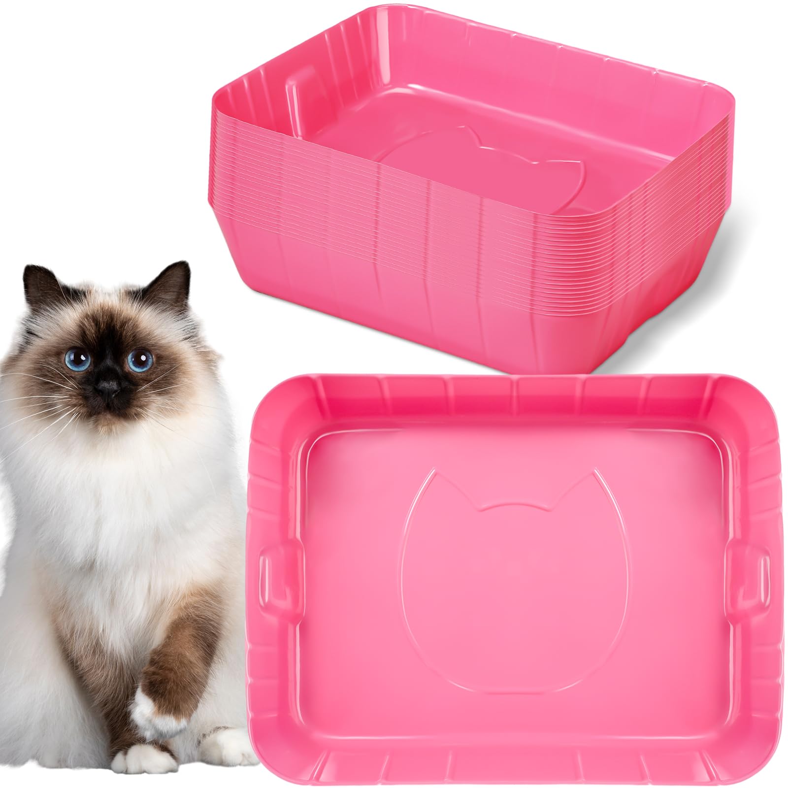 Bokon boîte-litière jetable rose ouverte pour remplacement rapide et pratique.