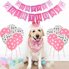 Banderole anniversaire Bolake rose pour décor de petite fête canine.