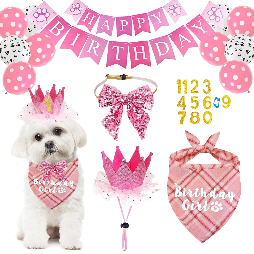 Bandana Bolake avec nœud brillant rose pour petit chien, parfait pour anniversaire.