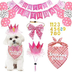 Bandana Bolake avec nœud brillant rose pour petit chien, parfait pour anniversaire.