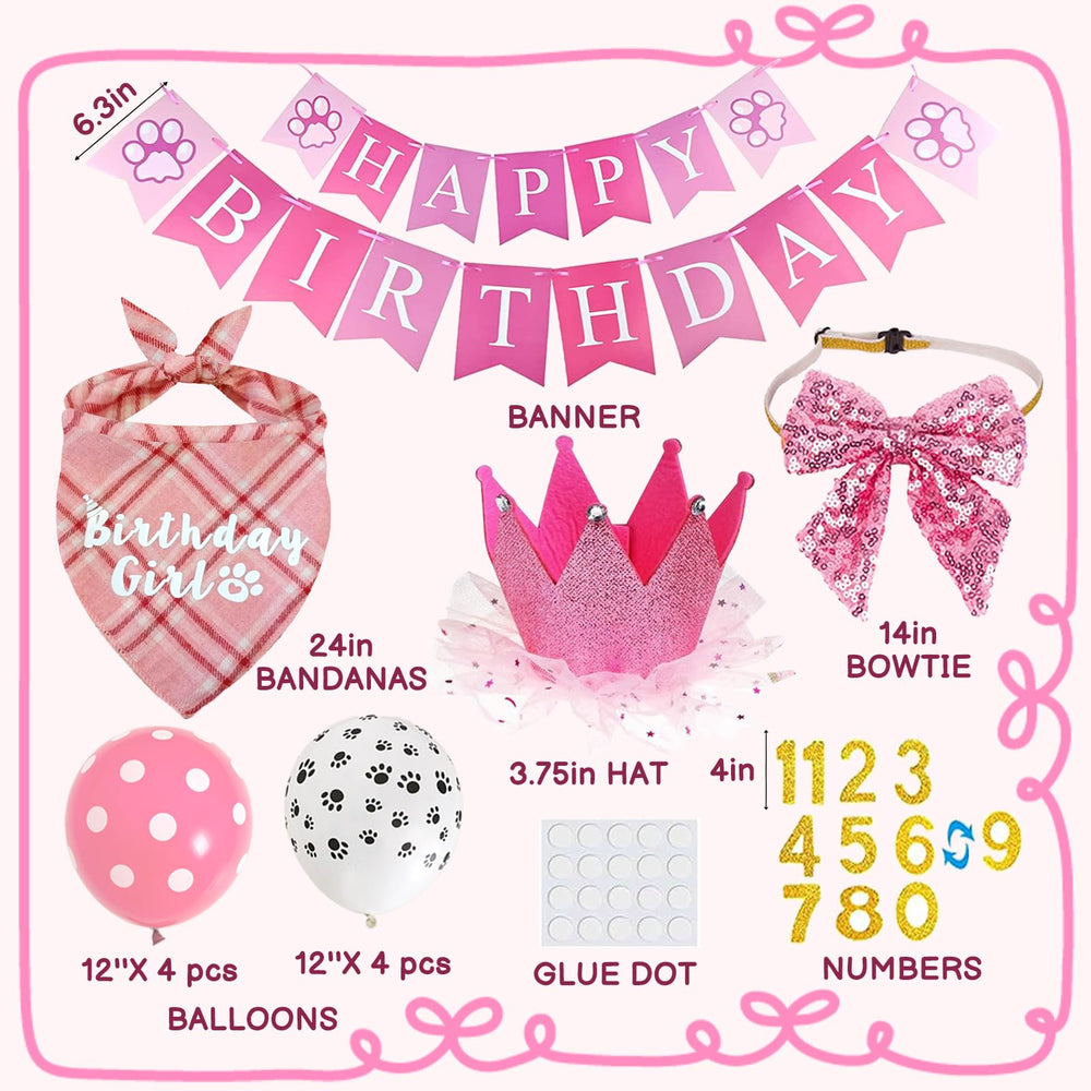 Couronne d’anniversaire Bolake ajustable pour petit chien, idéale pour photos.