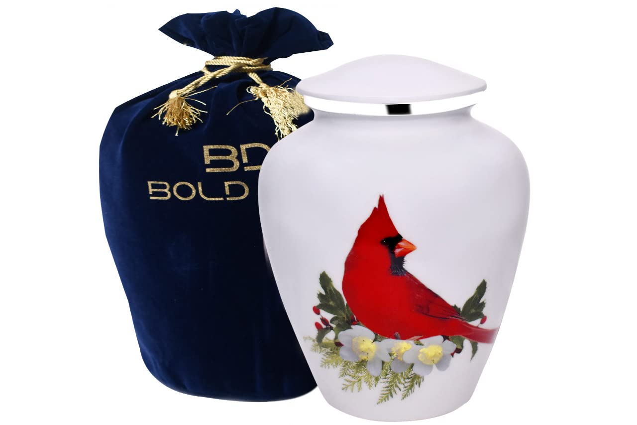 Urne Bold & Divine pour adultes, cardinal rouge, avant, design élégant pour un souvenir durable et respectueux.