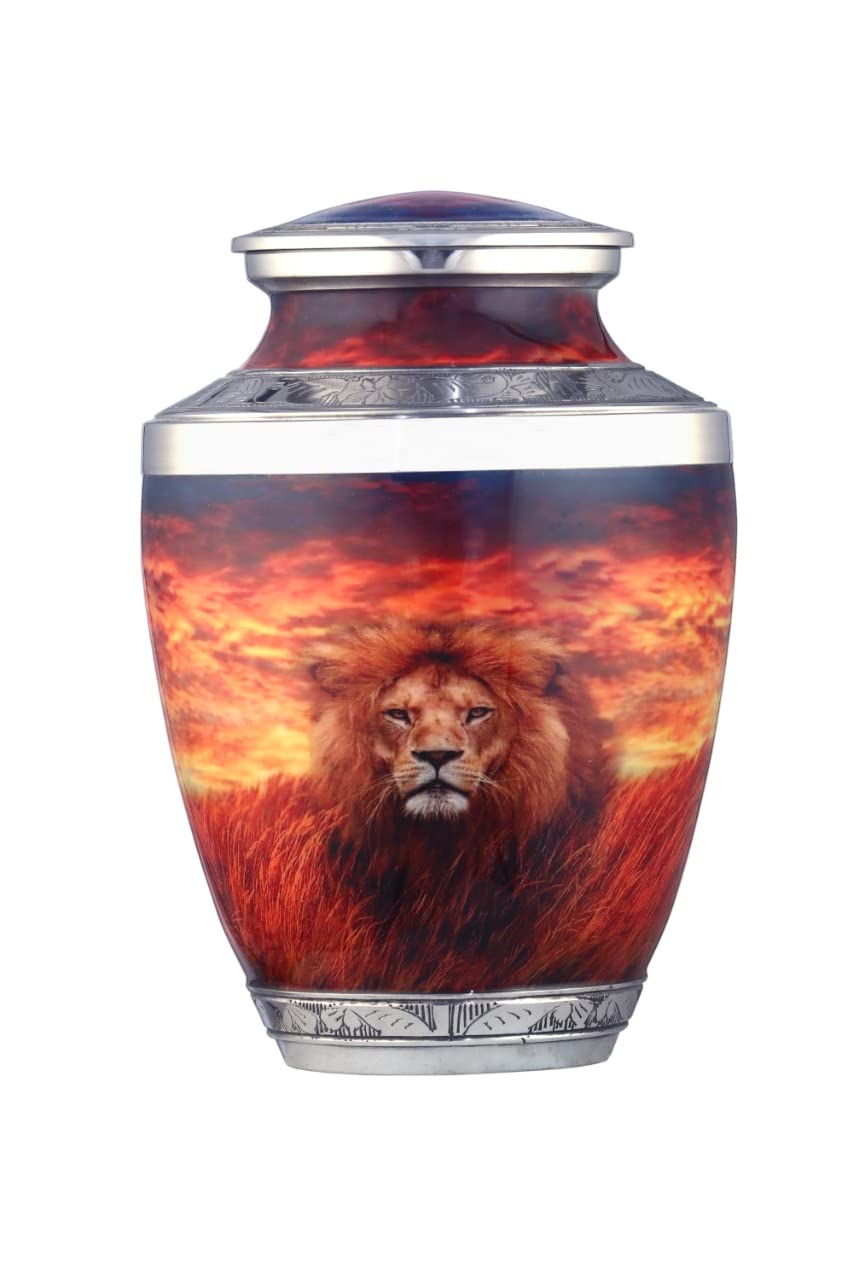 BOLD & DIVINE Urne Lion: pièce centrale pour services et hommages significatifs.