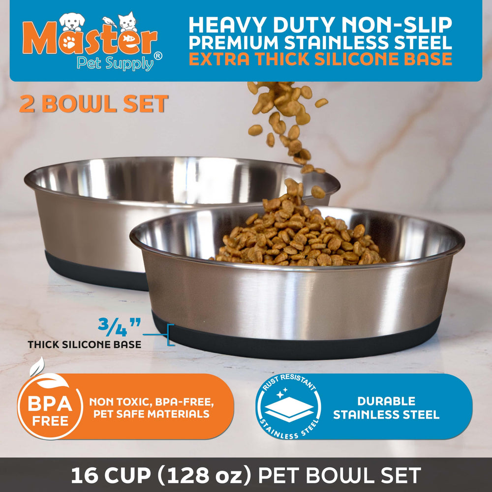 Bol inox Master Pet Supply lavable au lave-vaisselle, durable et sans BPA.