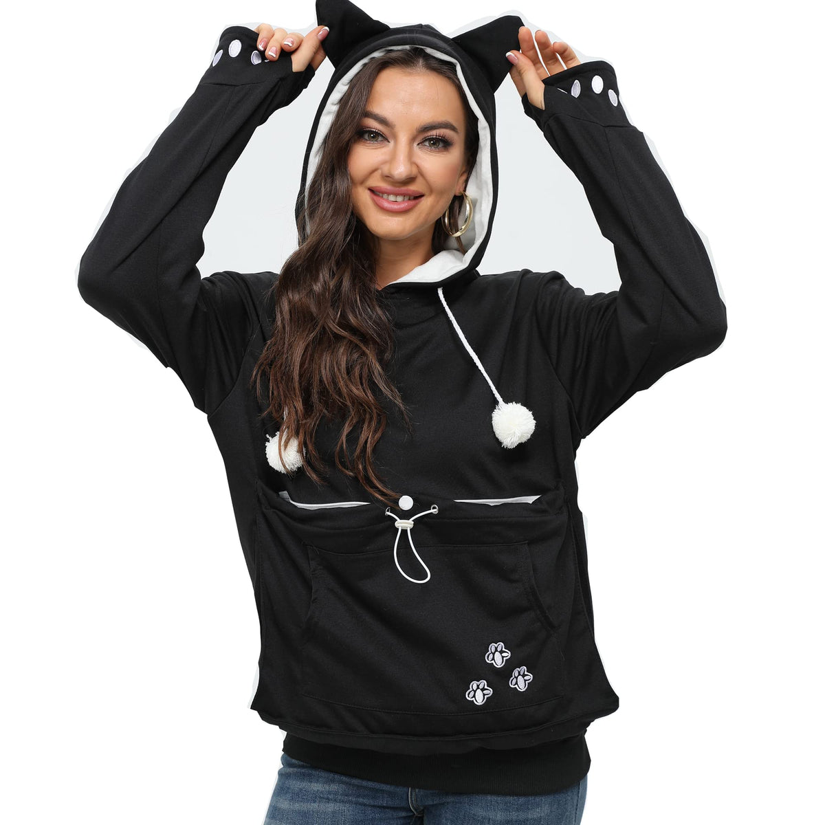 Pull à capuche BOMBAXCEIBA avec porte-animal en poche avant.