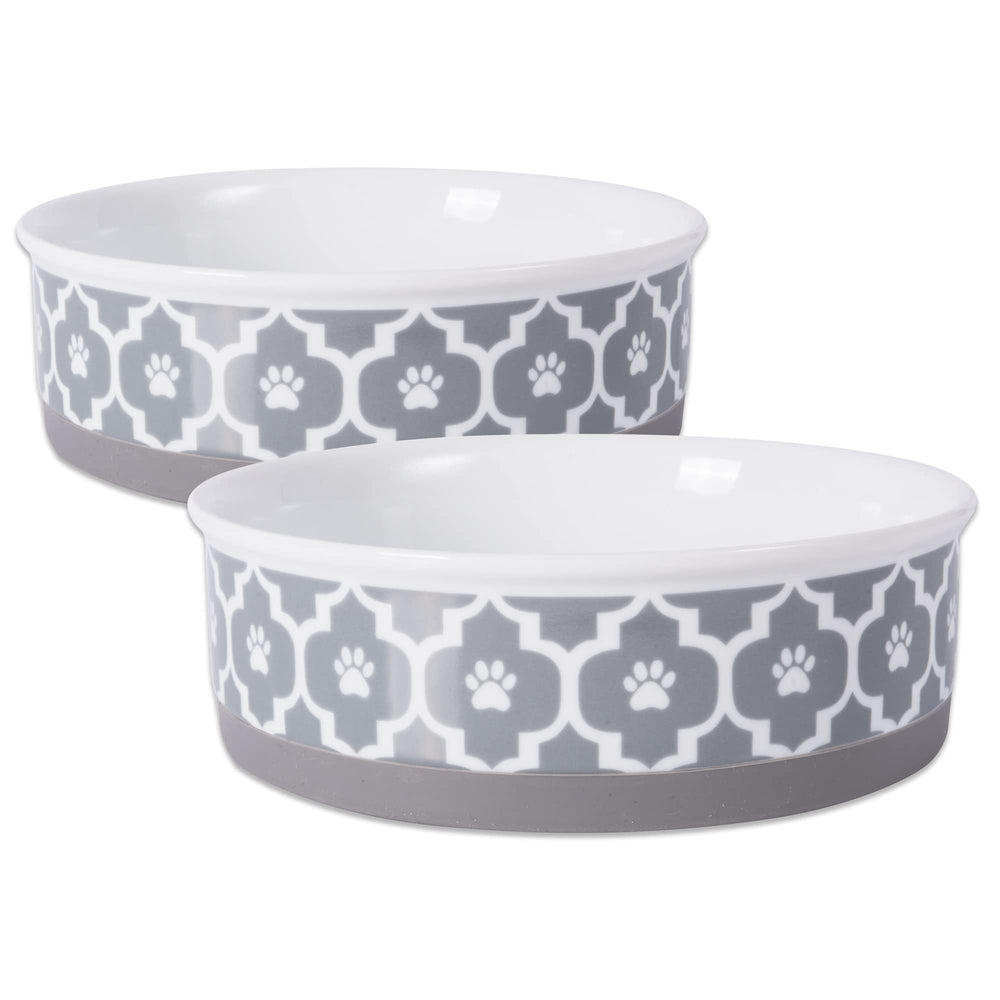 Bol Bone Dry motif lattice gris, facile à nettoyer après les repas.