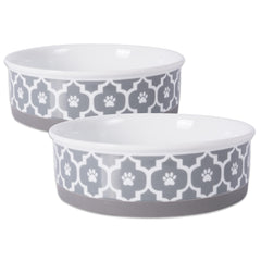 Bol Bone Dry motif lattice gris, facile à nettoyer après les repas.