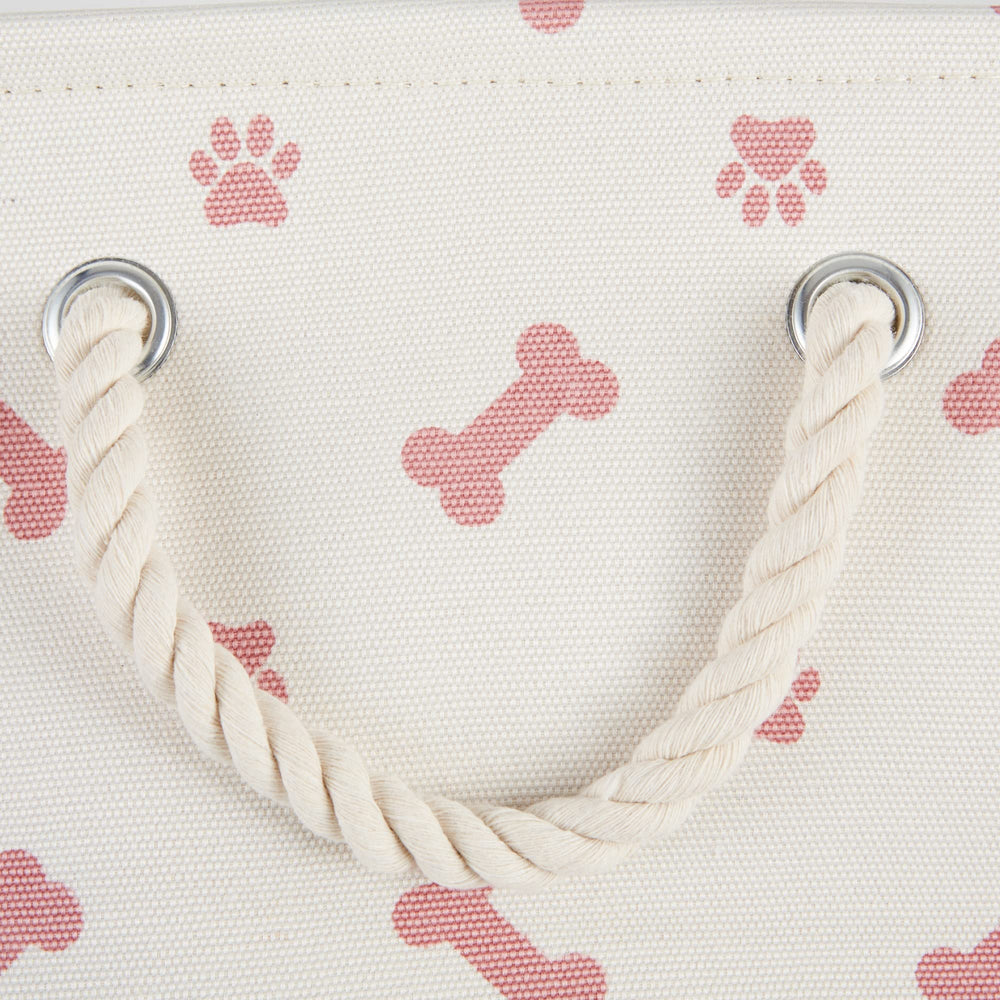 Panier Bone Dry, motif patte et os, idéal pour accessoires chiens et chats.