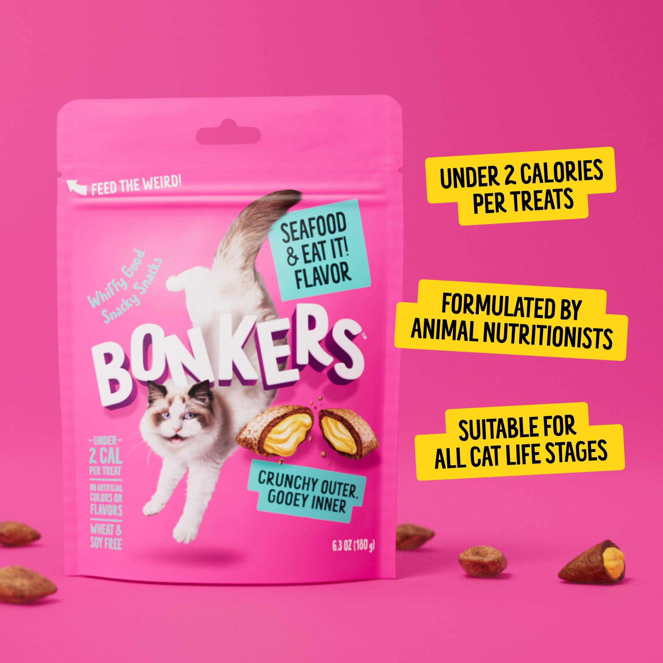 Bonkers Bites: faible calorie par friandise, moment de récompense léger.