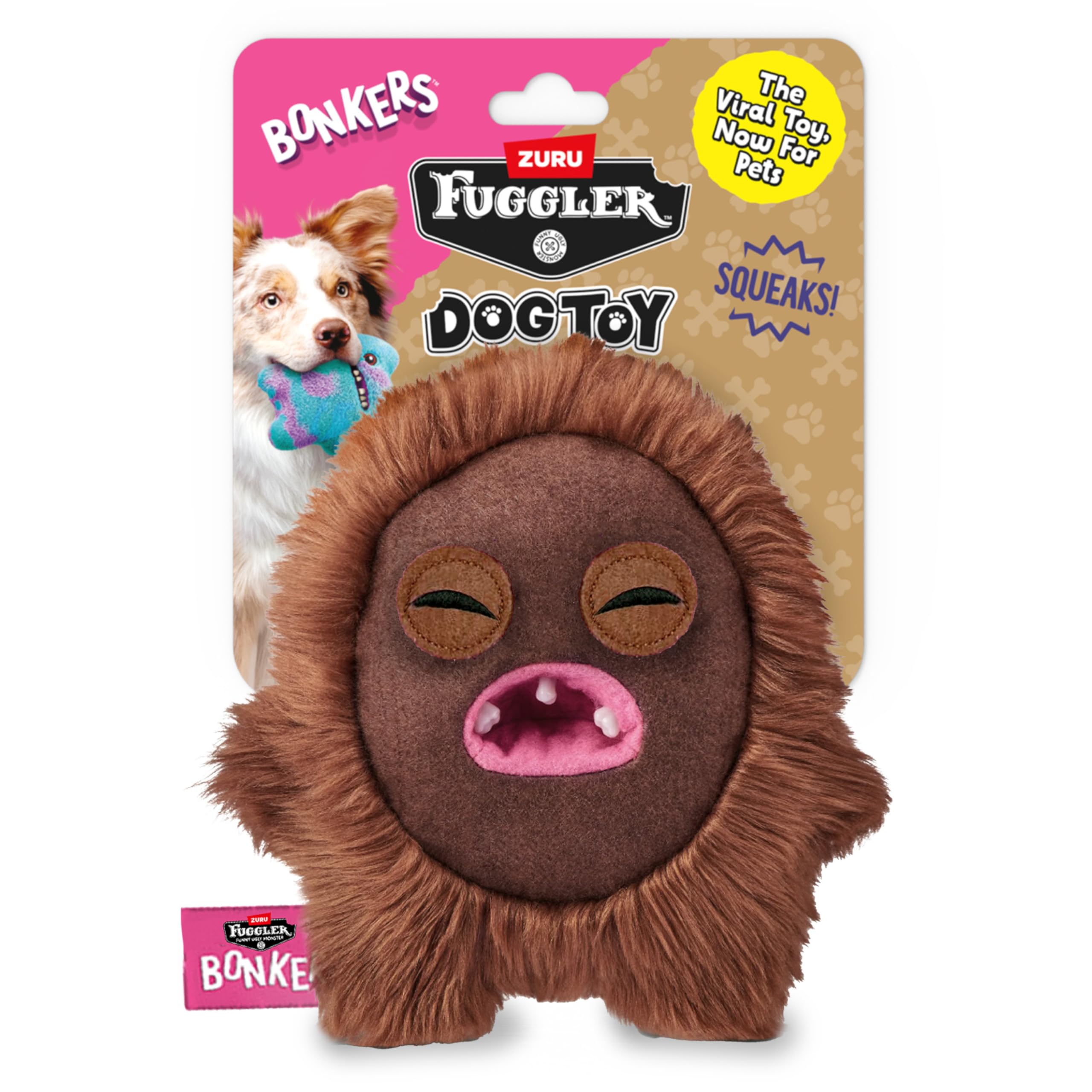 Jouet peluche Bonkers Fuggler Hedge Grog avec texture douce et coutures renforcées.