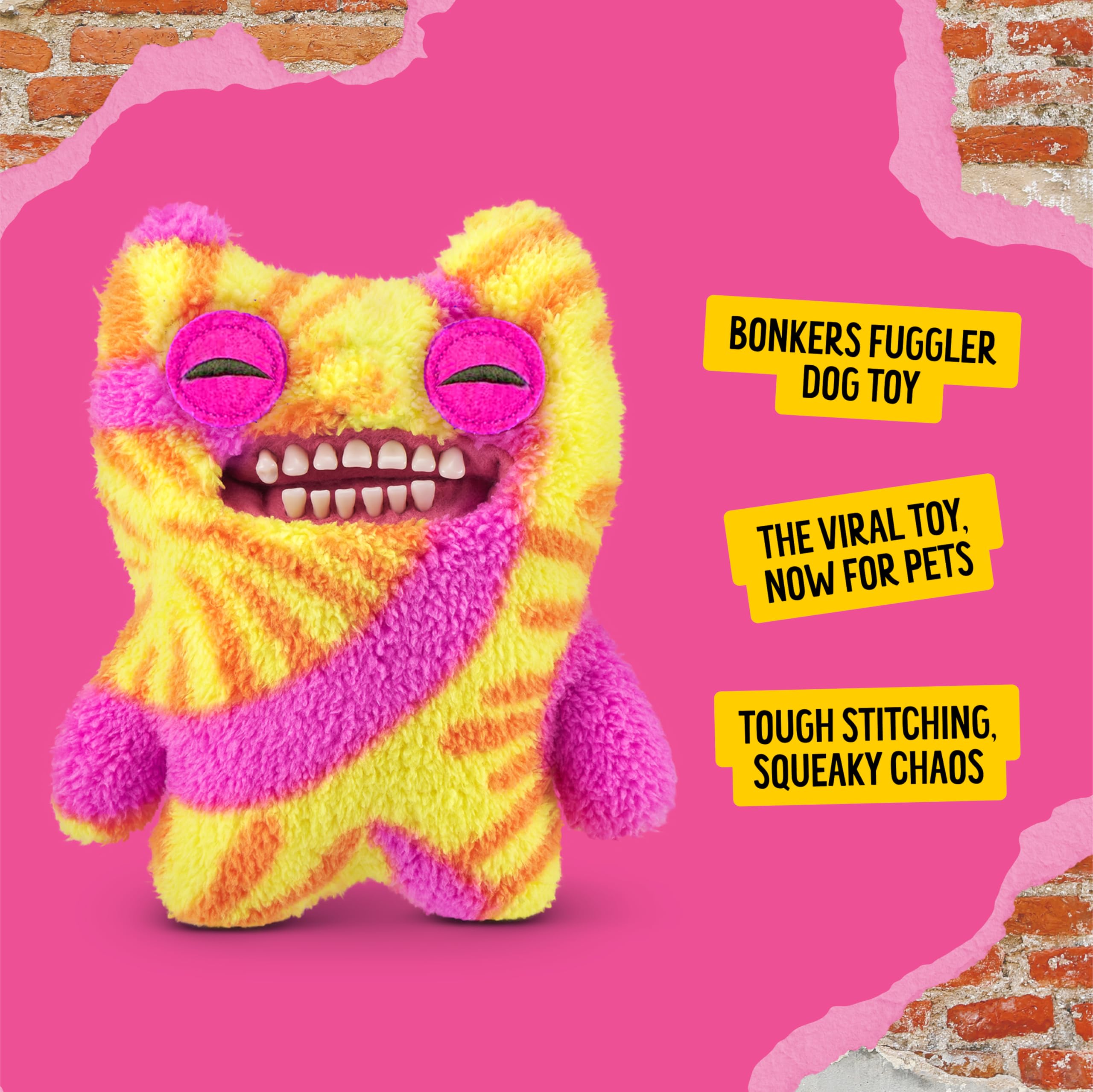 Bonkers Fuggler, texture douce du peluche, parfaite pour la mastication légère