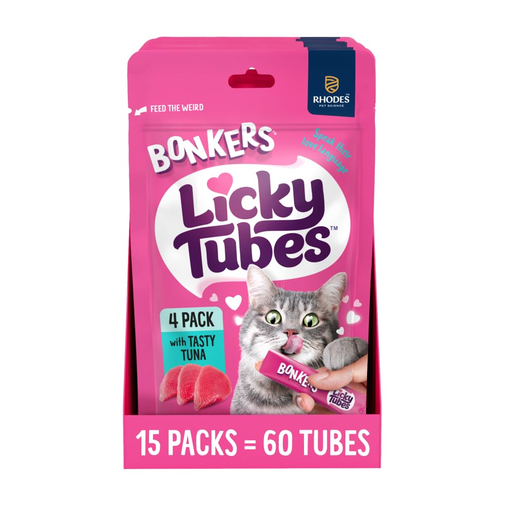 Bonkers Licky Tubes emballage clair et pratique pour les friandises au thon.