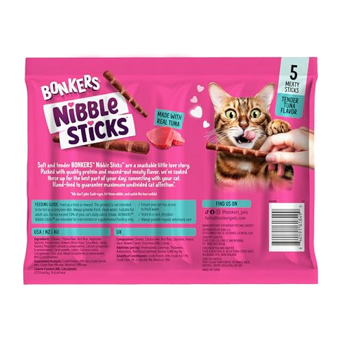 Sticks tendres Bonkers Nibble Sticks au thon, texture appétente pour chats.