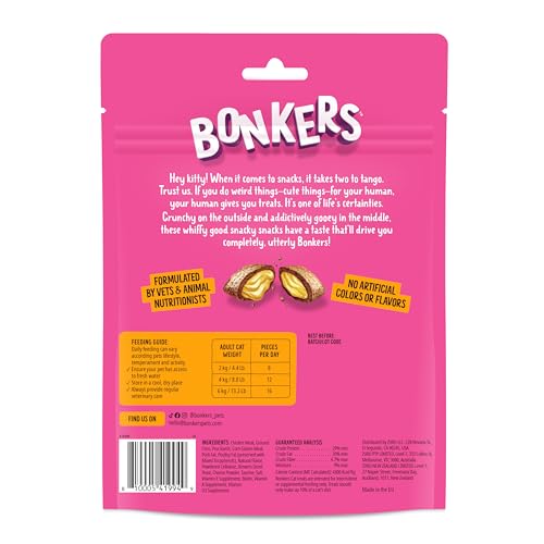 Bonkers friandises chat; centre fondant et texture irrésistible en snack.