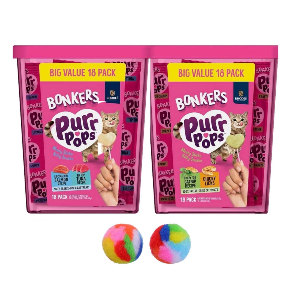 Bonkers Purrpops cuve-snacks-chat: friandises lyophilisées croquantes pour chats.