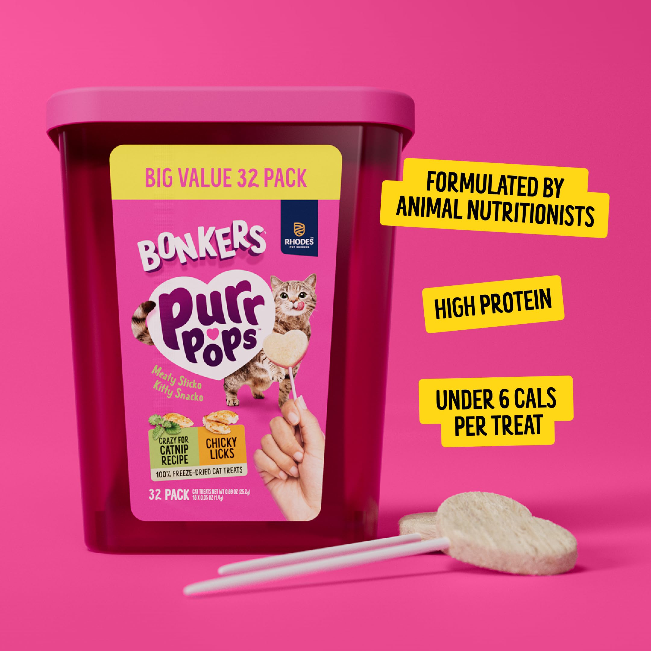 Bonkers Purrpops ingredients seches et congeles pour texture croustillante