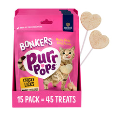 Bonkers Purrpops sachet-poulet-lyophilise-chat, idéal pour partager un moment snack sain.