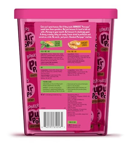 Bonkers Purrpops sucette chat proteine elevee pour recompense rapide