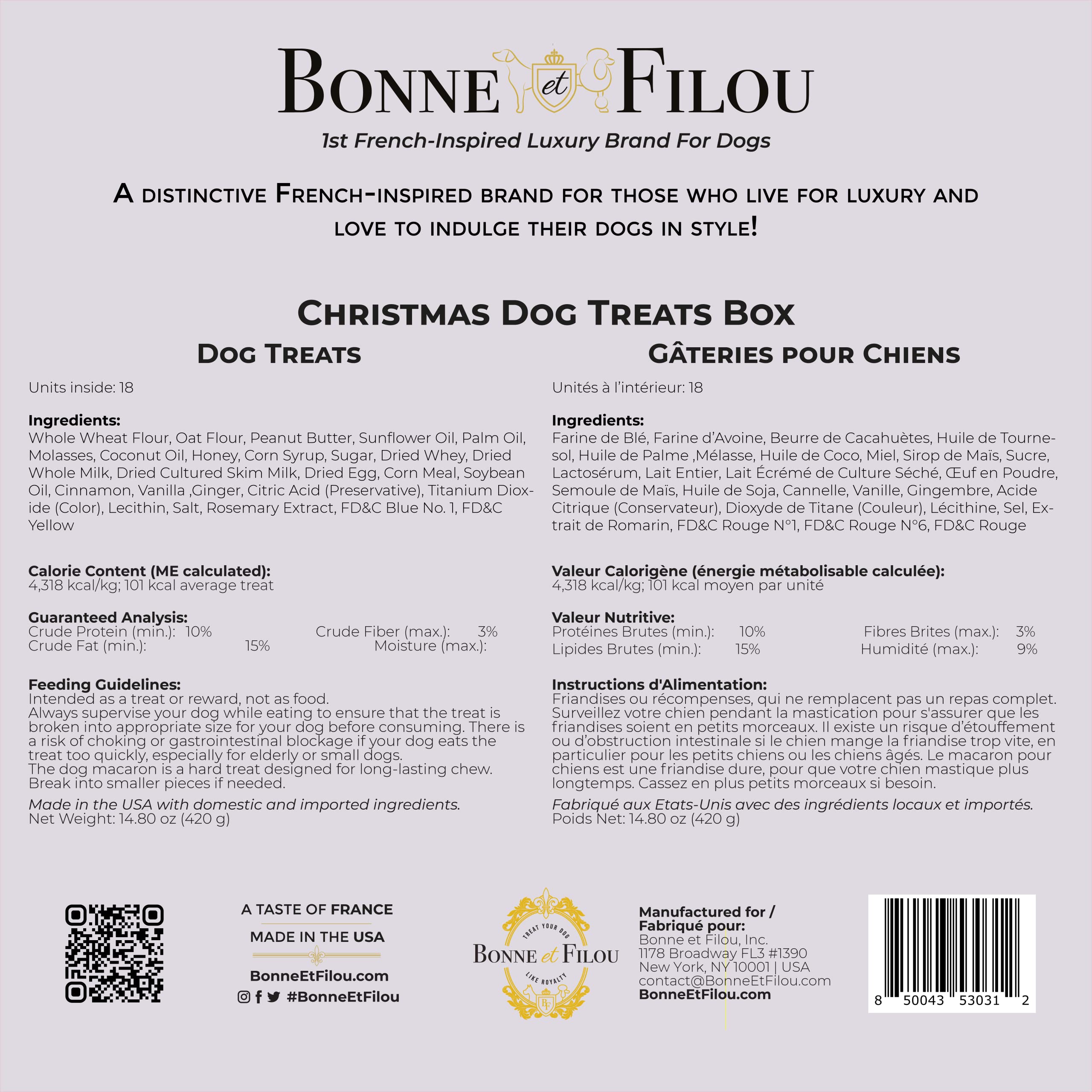 Coffret gourmet Bonne et Filou, assortiment idéal pour chiens de moyenne à grande taille.