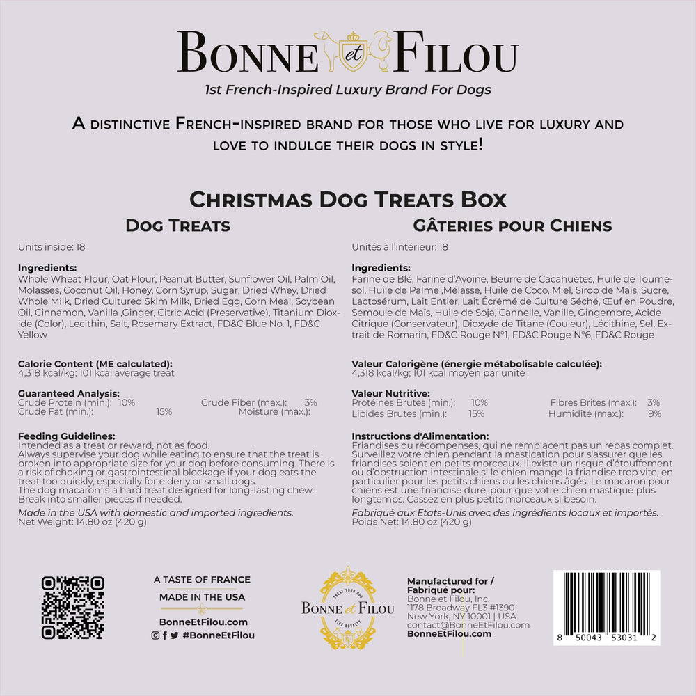 Coffret gourmet Bonne et Filou, assortiment idéal pour chiens de moyenne à grande taille.