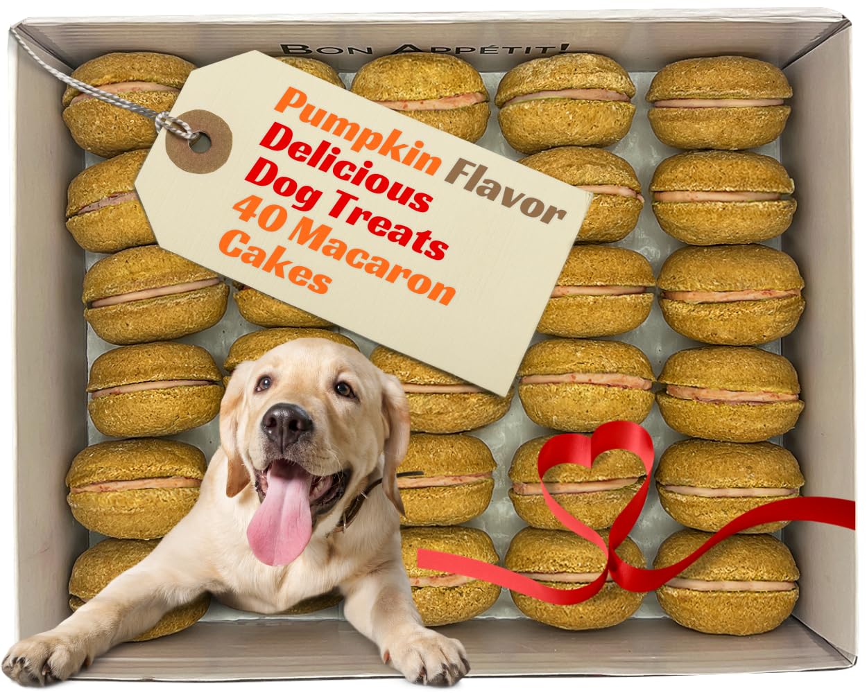 Bonne et Filou macaron pumpkin pour chien, boîte 40 pièces, récompense idéale