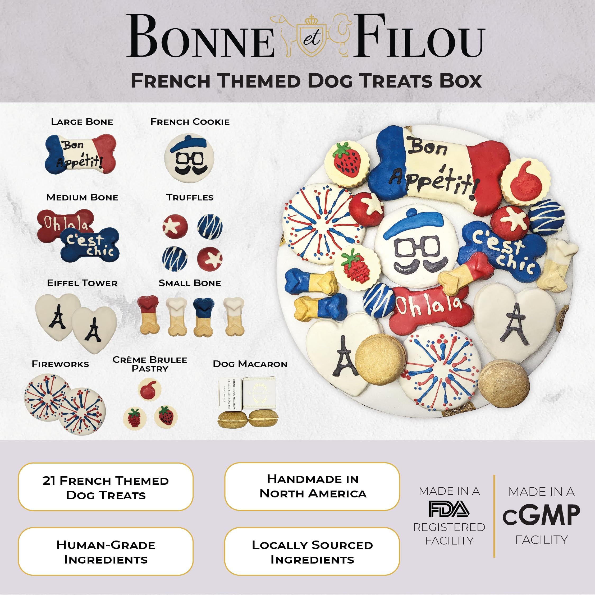 Macarons pour chien Bonne et Filou, friandise délicate et ludique.
