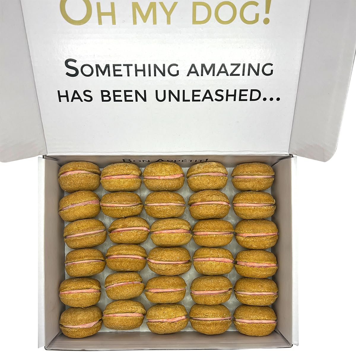 Gros plan sur macarons pumpkin pour chien, saveur naturelle Bonne et Filou