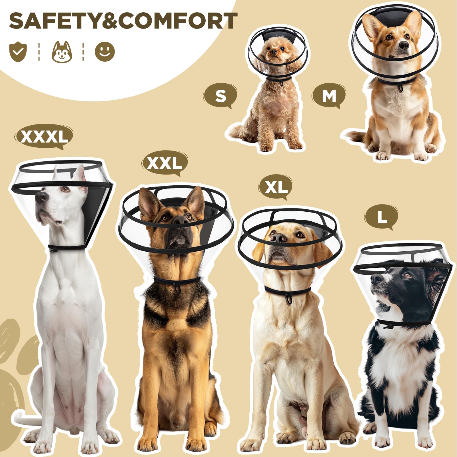 BONTHEE collier cone chien 2 en 1 pliable facile a ajuster.
