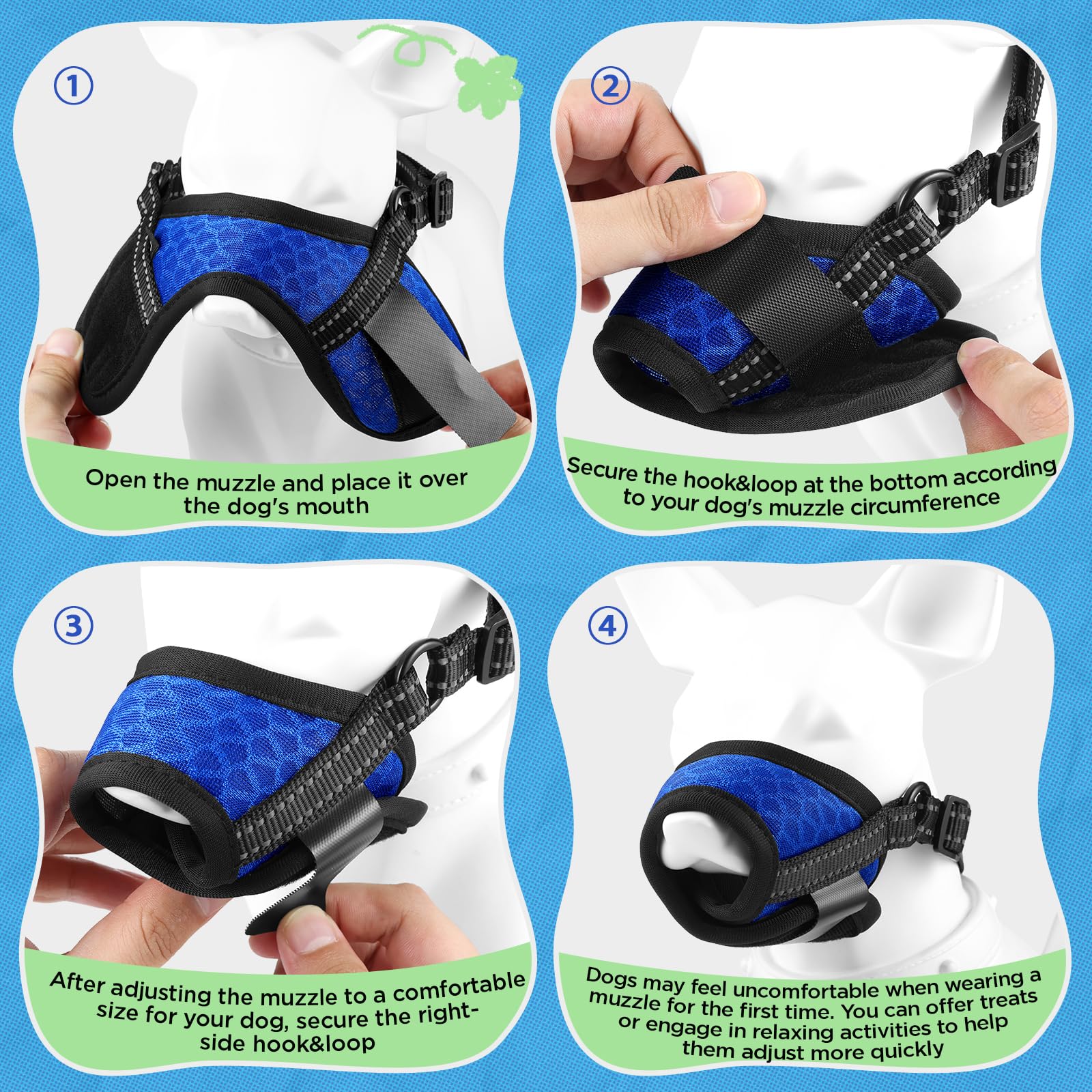 Muselière BONTHEE pour chien, matière ultra-douce légère, idéale pour les déplacements.