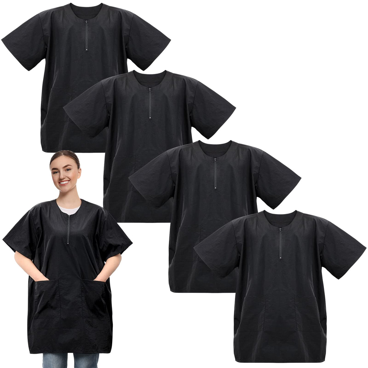 Blouses Bonuci 4 pièces avec zip prêtes pour toilettage canin professionnel.