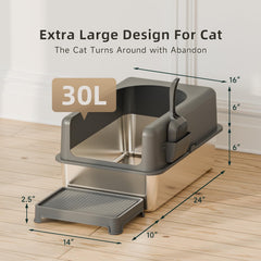 Booche litière inox durable 304, conçue pour durer.