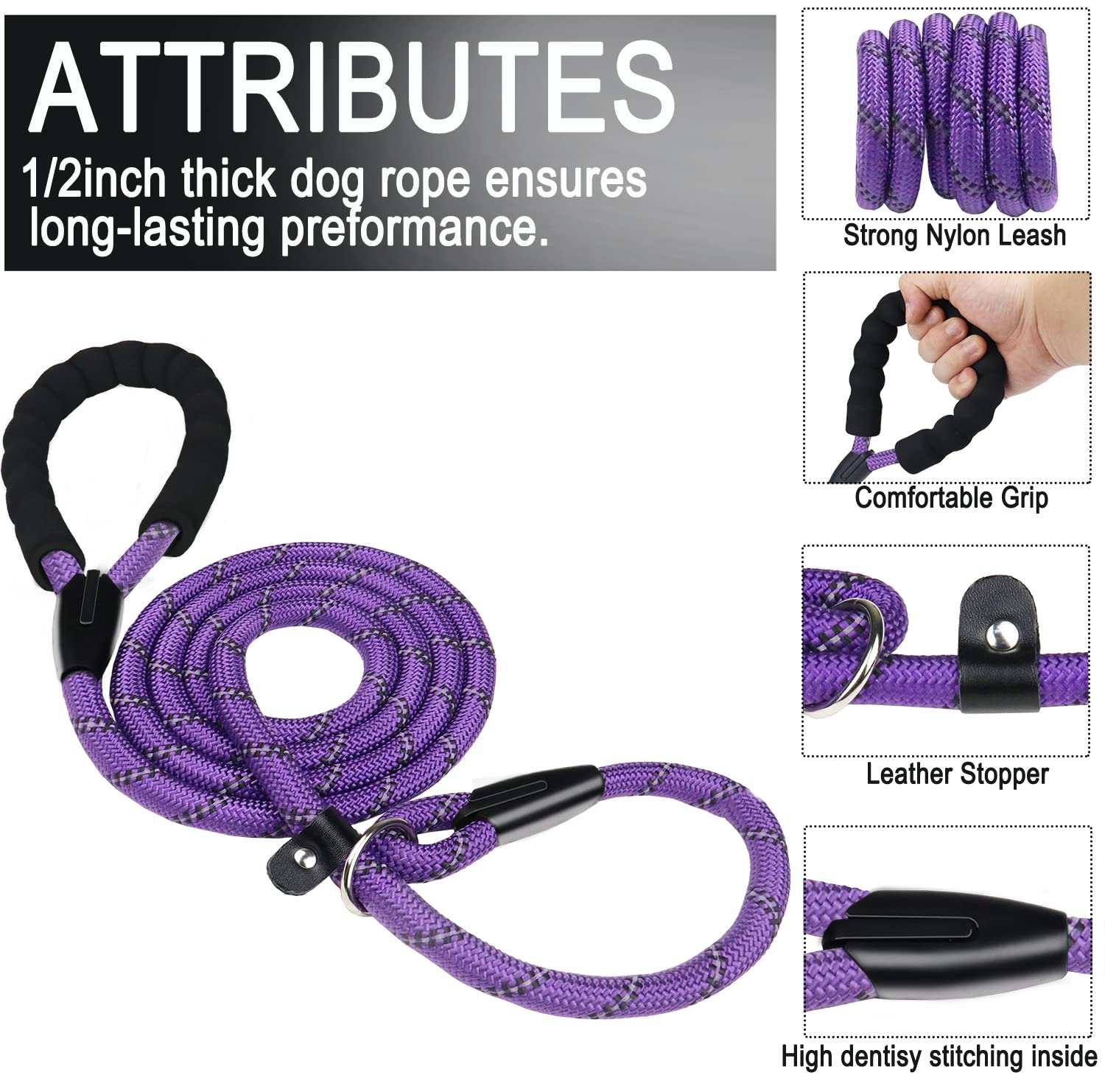 BOOEUDI, laisse-collier-en-un pour simplicité et maîtrise pendant les sorties.