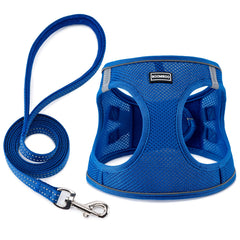 Harnais BOOMIBOO chien bleu - vue avant, sécurité et confort.