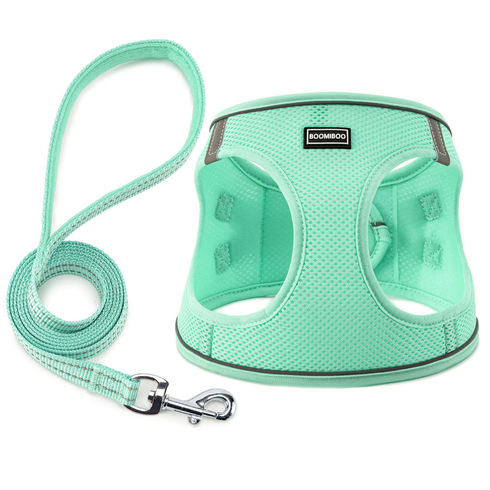 BOOMIBOO harnais pour chiens et chats vert XS, sécurité et confort pour promenades.