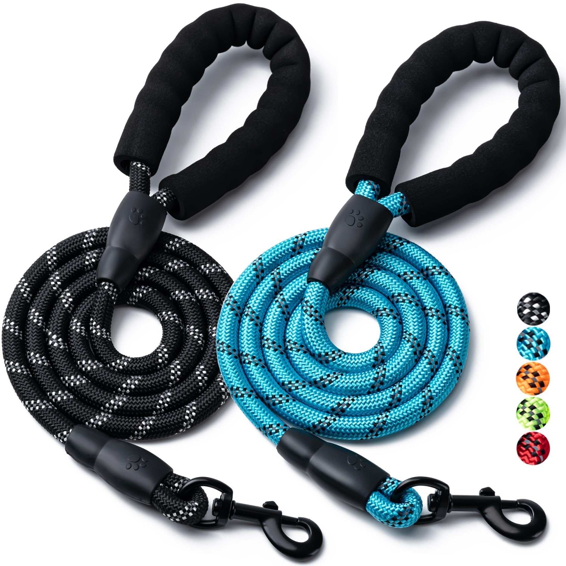 BOOMIBOO – laisse chien 2-pack durable en nylon 1/2 pouce pour promenades robustes.