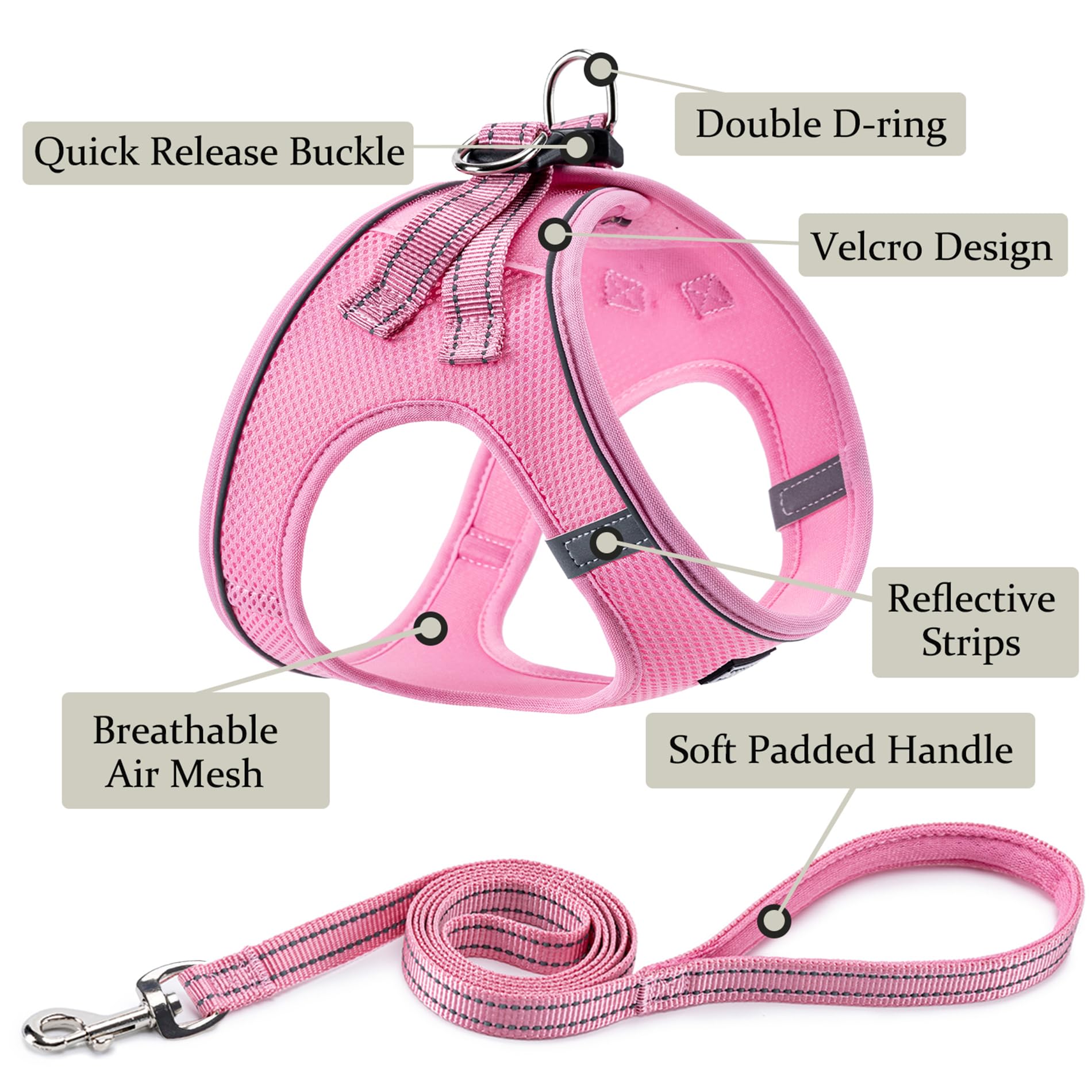 BOOMIBOO-laisse-rose-xs, parfaite pour les promenades en douceur.