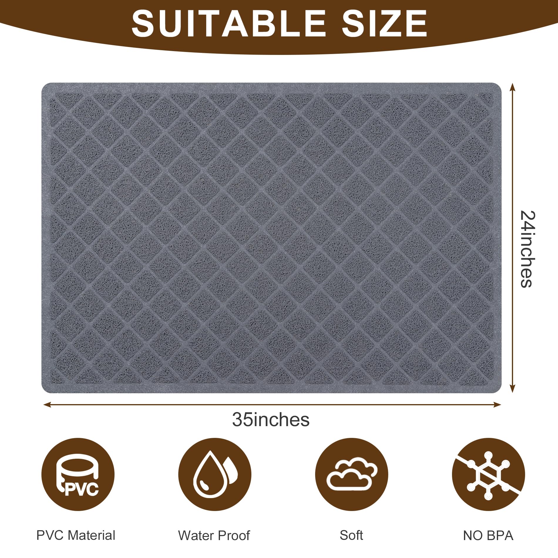 BOOMIBOO Tapis Litière Chat, grilles profondes capturent gros débris.