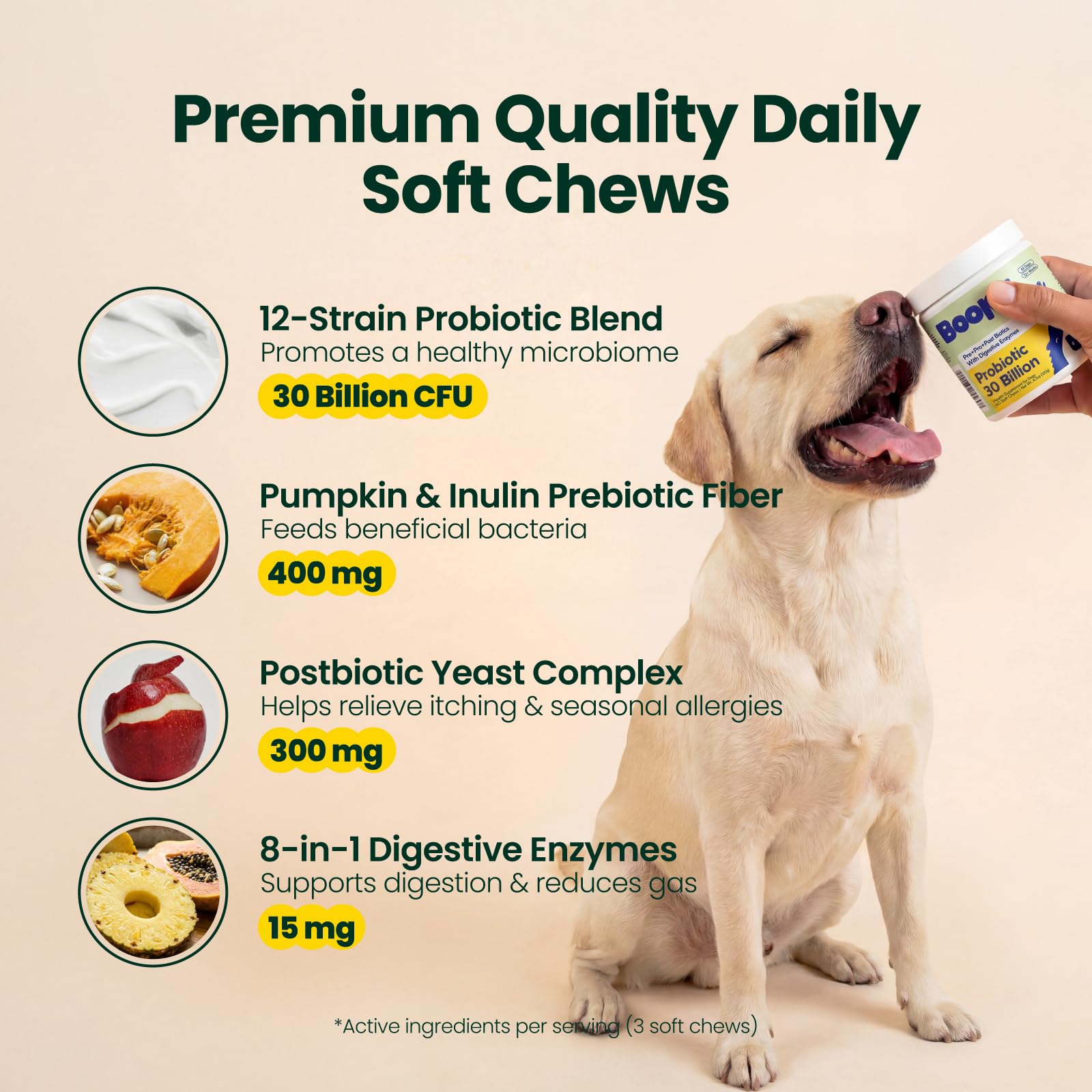 Boops Pets Probiotiques: formule 4 en 1 pour digestion