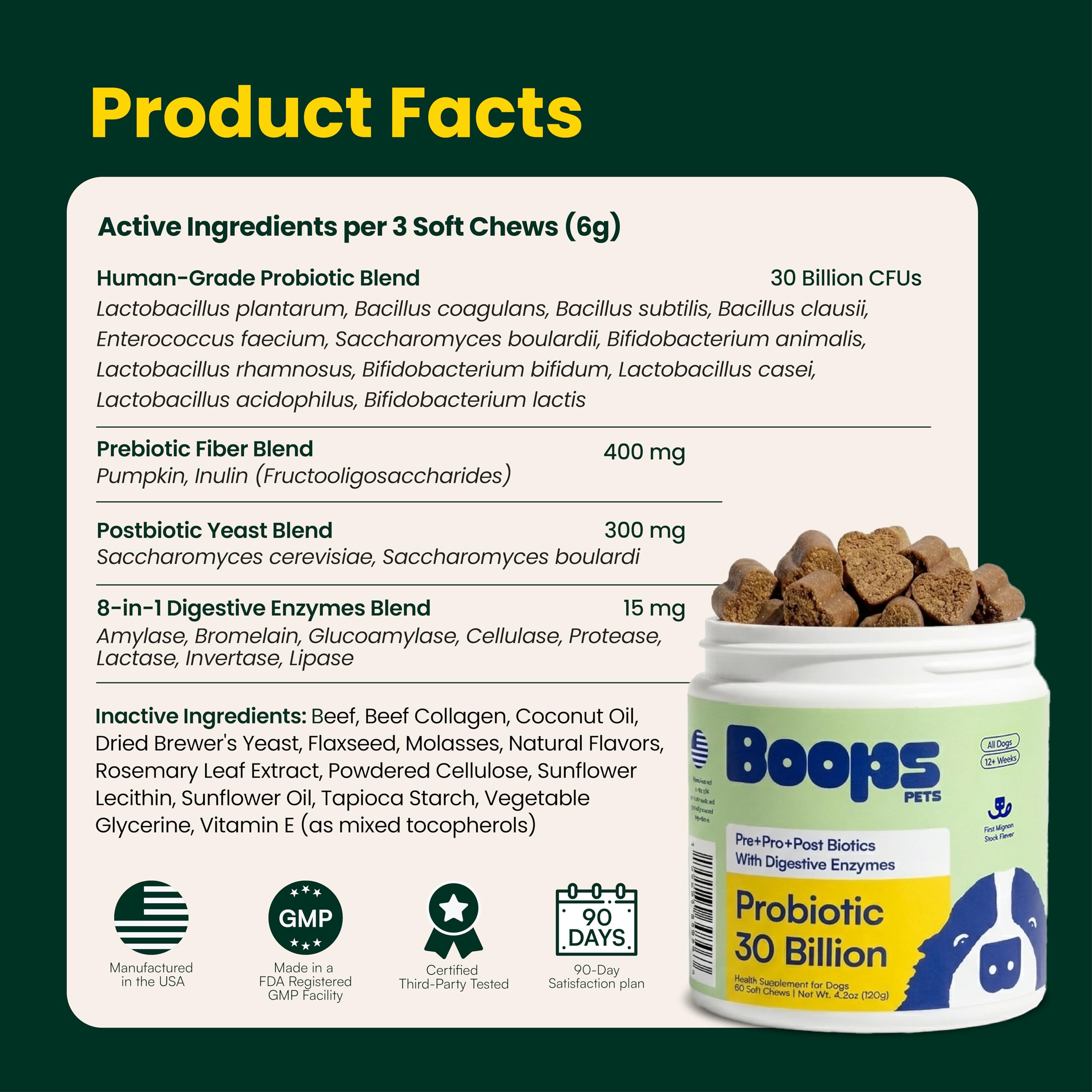 Boops Pets Probiotiques: soutien du système digestif et immunitaire