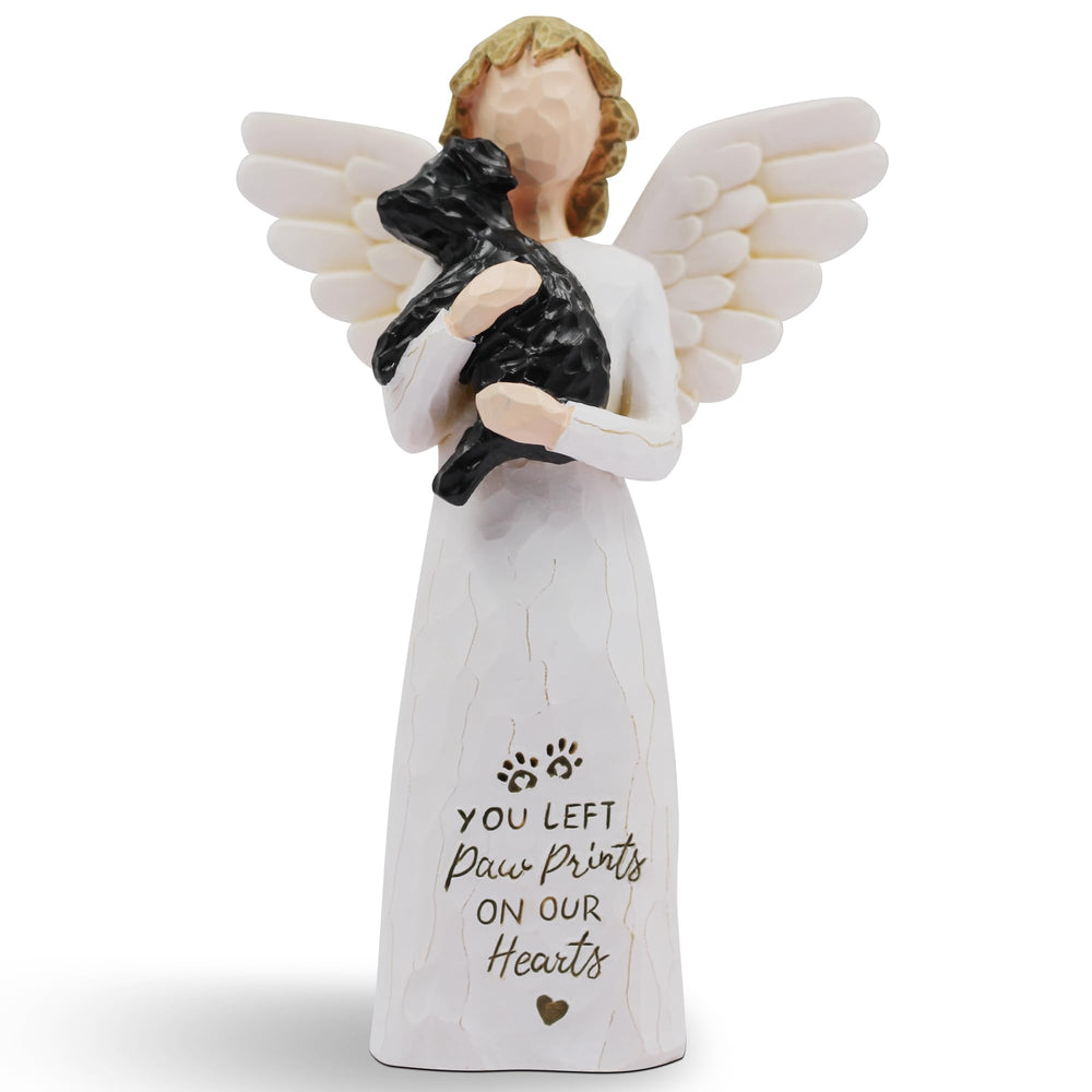 BORLESTA figurine ange chien mémoire noir, symbole réconfort et souvenir durable.
