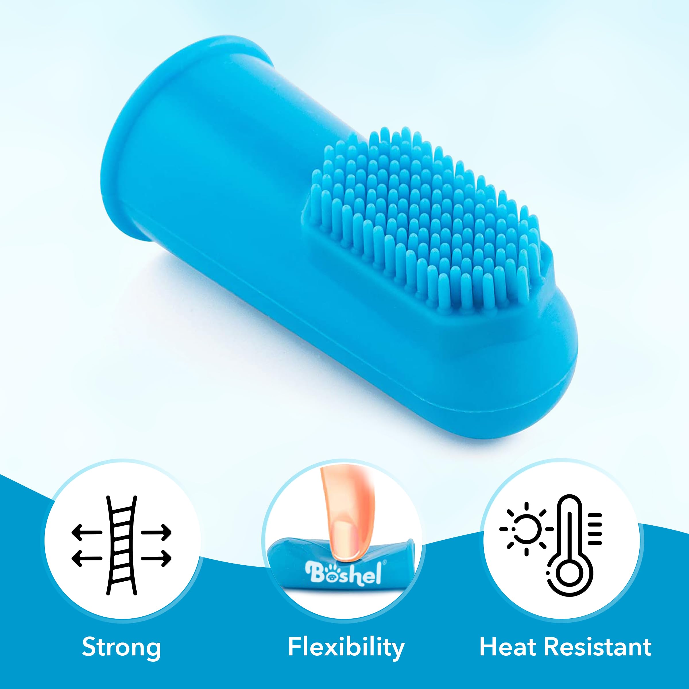 Boshel brosse-doigts-nylon deux têtes, bleu, nettoyage précis des zones difficiles.