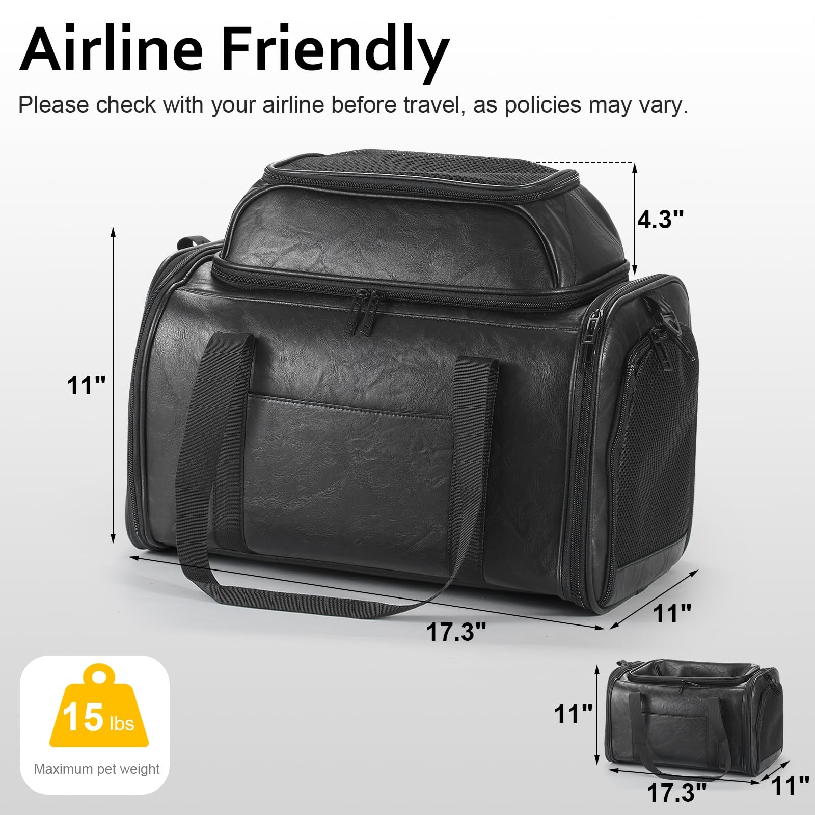 Bosnanller sac avec haut extensible, offre de l'espace supplémentaire pour votre compagnon.