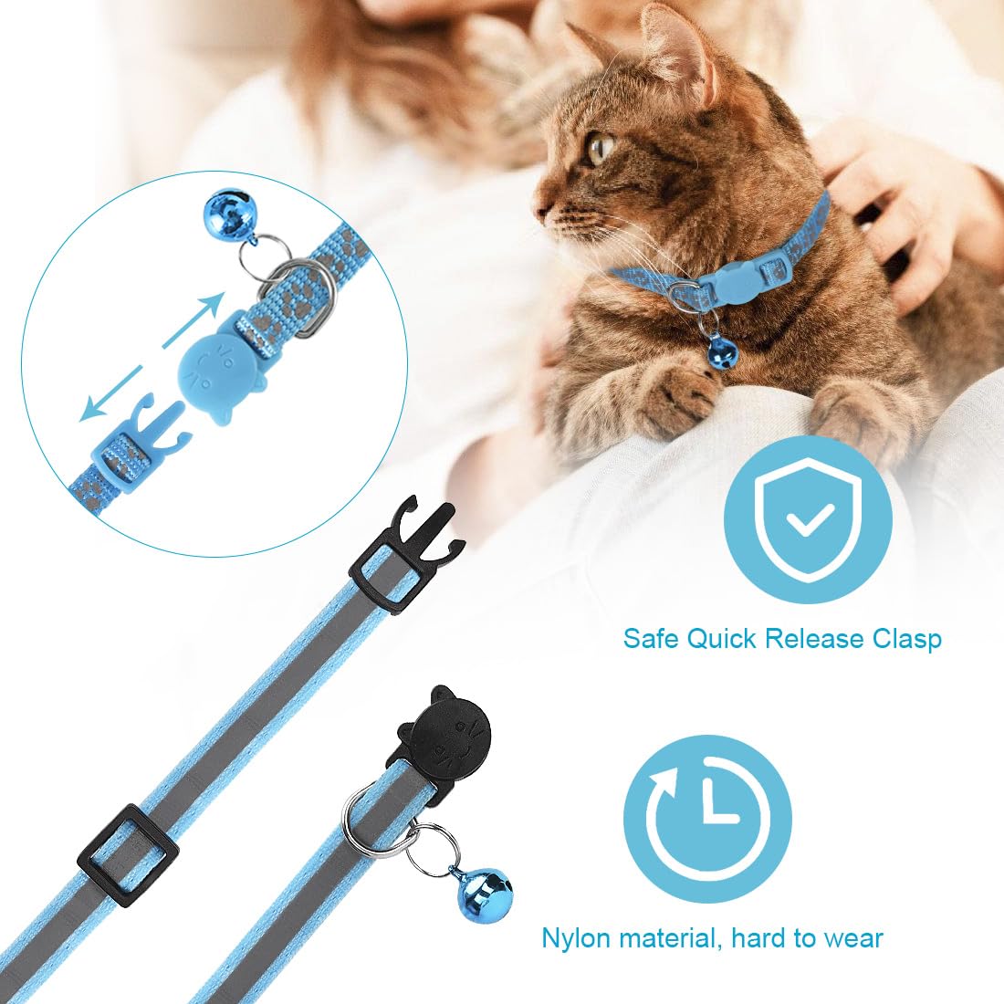 Collier Bosose pour chat longueur réglable, adapté aux chatons et petits animaux.