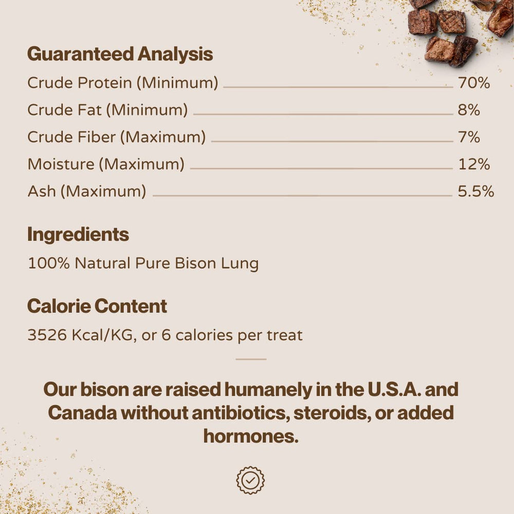 Boulder Dog Food Company – Bison Cubes fabriqués aux États-Unis, haute qualité et traçabilité.