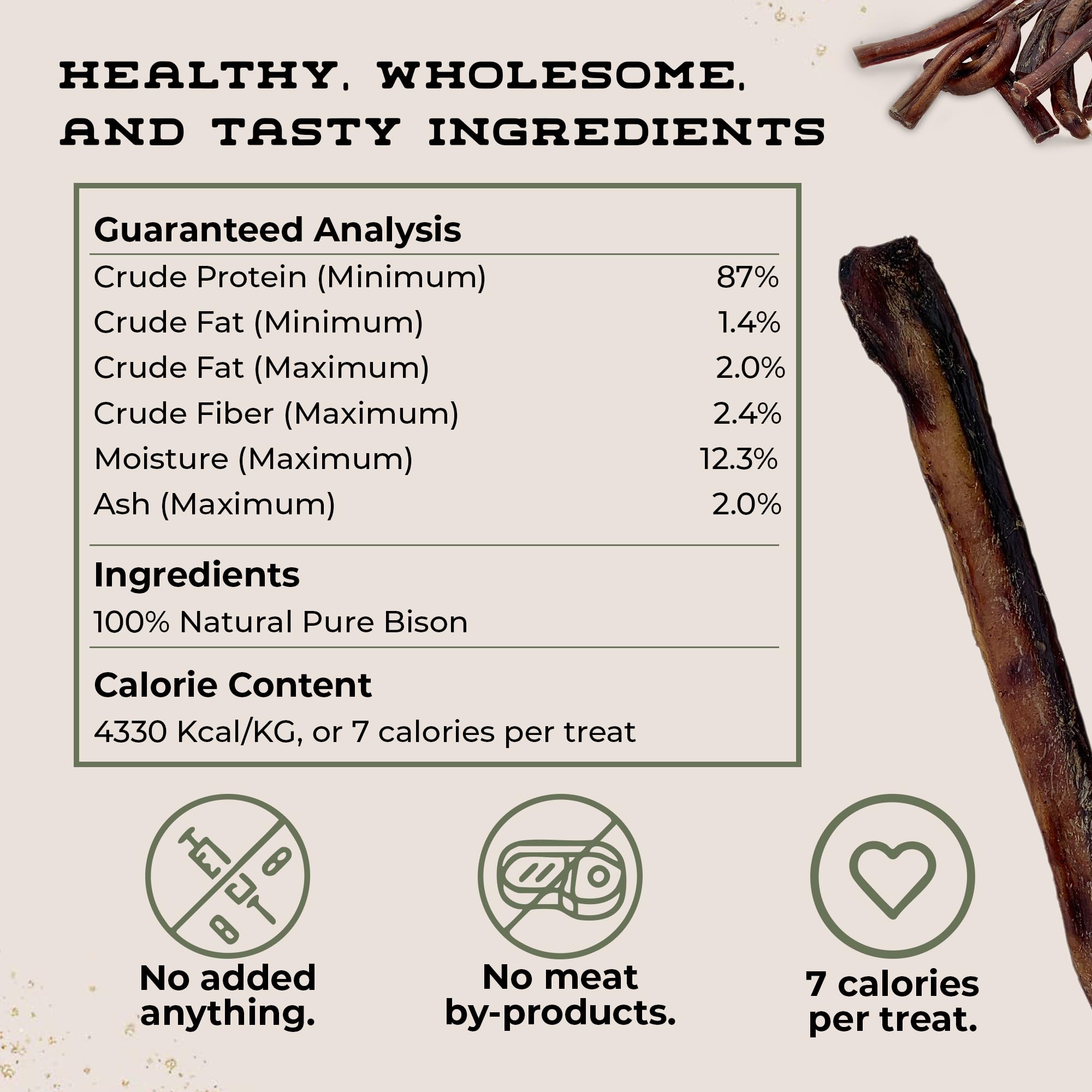 Friandise Boulder Bison Chews sans céréales – option grain-free pour chiens sensibles.